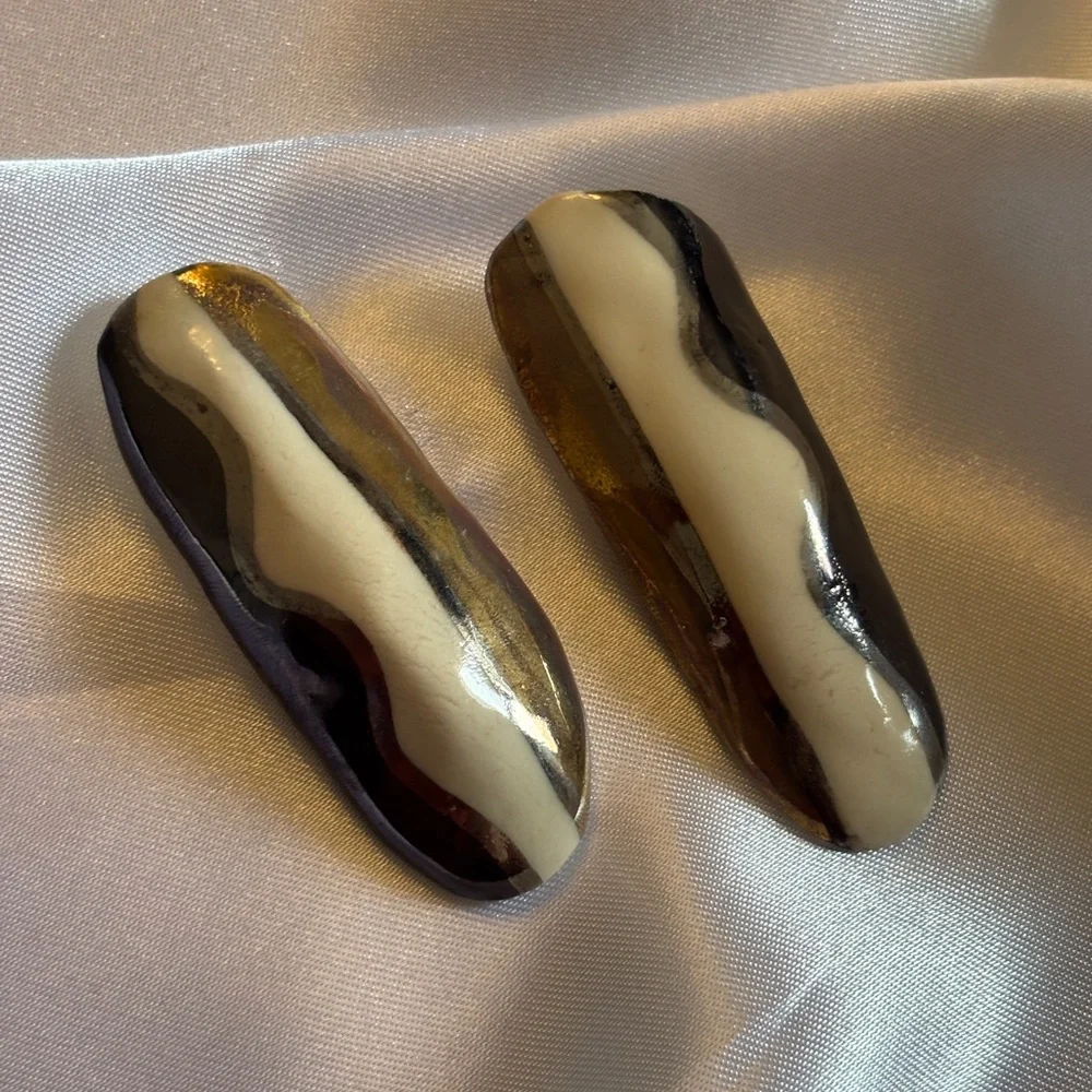 Rare Vintage Handmade Abstract Statement Organic-Shaped Drop Earrings